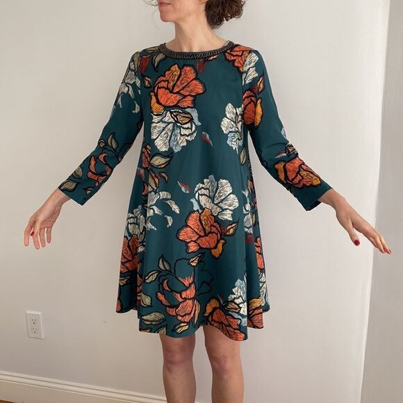 Anthropologie Maeve Swing Dress Floral Print Size Small - Picture 1 of 8